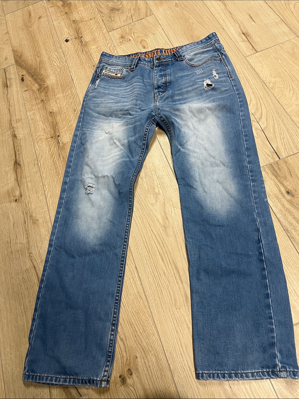 Diesel Men's Light Blue Distressed Bootcut Jeans